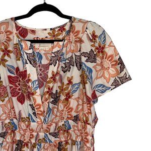 By Anthropologie The Somerset Ivory Floral V-Neck Tiered Maxi Dress - Size L